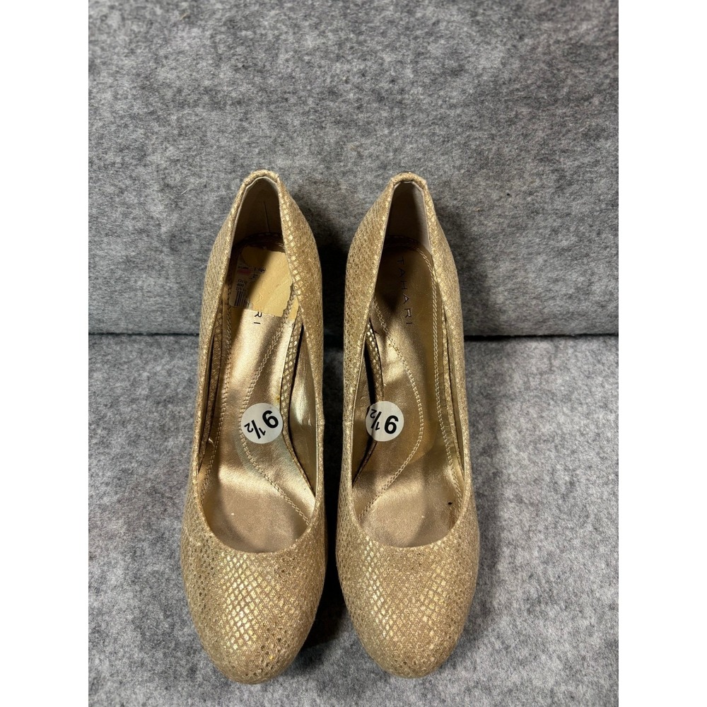 Charles David Womens Gold Glitter Suede Pointed Toe Stiletto Heels Shoes 9.5M - Picture 7 of 9